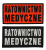 Emblemat RATOWNICTWO MEDYCZNE - u góry czarne litery na tkaninie FLUO, na dole brudna biel na czarnym tle (oba z haftowaną czarną ramką)