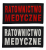 Emblemat RATOWNICTWO MEDYCZNE - nitka czerwona oraz brudna biel + czarne tło + czarna ramka