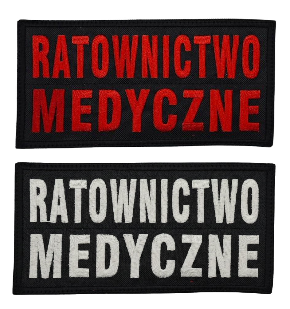 Emblemat haftowany RATOWNCTWO MEDYCZNE - duży 20x10 cm Z RAMKĄ